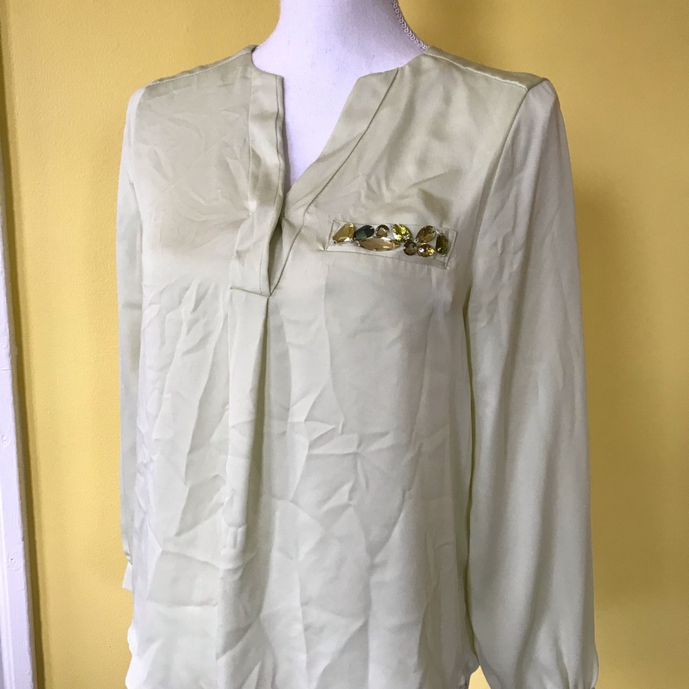 Size 4 small/medium Light green button up blouse